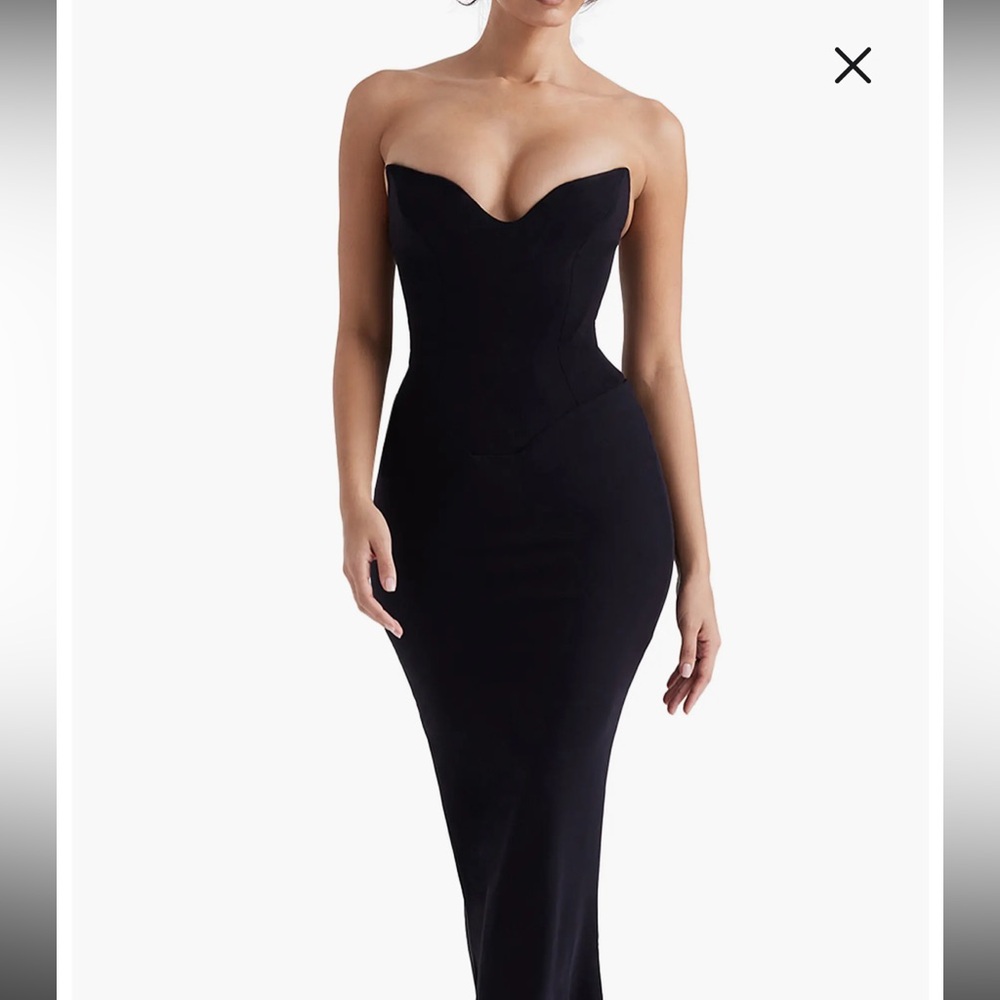 House of CB Sabine strapless black dress